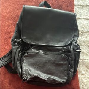 Black Leather Backpack